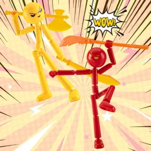 DIY Poseable Stick Man Figure Building Kit Articulated Action Figure with Weapons and Movable Limbs Assembly Toys for Kids Teens