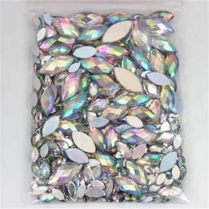 Multi Size Acrylic Rhies Horse Eye Crystal AB Flat Back 3D Non Hotfix Nail Art Decoration For Wedding Crafts MC80