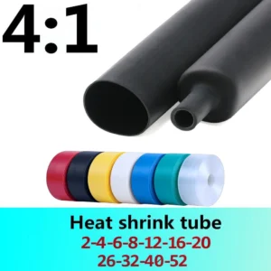 4:1 Heat Shrink Tubing with Adhesive, 1m/2m/5m, 7 Colors, 2mm–52mm, Dual-Wall Thicken, Polyolefin Adhesive Wire and Cable Sleevi