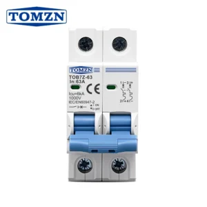 TOMZN TOB7Z-63 2P DC 1000V Solar Mini Circuit Breaker 3A 6A 10A 16A 20A 25A 32A 40A 50A 63A DC MCB for PV System