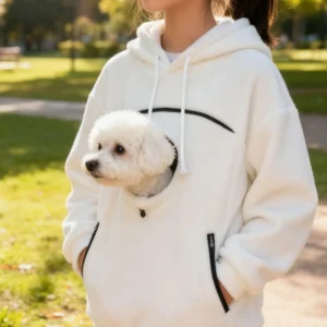 Handmade Emerald Bouclé Pet Hoodie Carrier – Soft Dog & Cat Pullover with Pocket, Cozy Sling Alternative for Chihuahua
