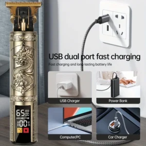 T9 Hair Clipper Electric Clipper Hairdressing USB Electric Three-speed Speed Adjustment Large-screen Power Display Metal Shaver