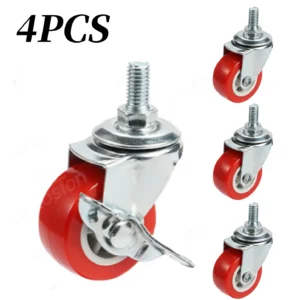 4Pcs Heavy Duty 1"/1.25"/1.5"/2" Universal Swivel Caster Wheels Threaded Stem for Trolley Furniture Caster M8 Threaded Stem