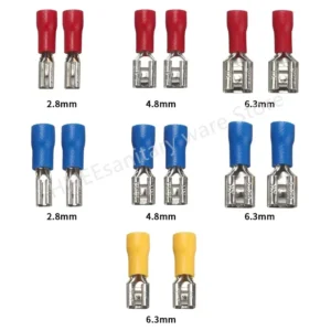 100/50/10pcs Female Crimp Terminal 2.8mm 4.8mm 6.3mm Insulated Spade Wire Connector Electrical Wiring Cable Plug Red blue yellow