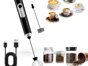 1 Electric Milk Frother, Dual Stick Rechargeable 3-Speed Handheld Egg Beater, Coffee Frother, Cream Blender, Travel Blender