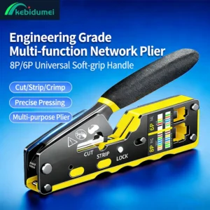 Kebidumei RJ45 Crimp Plier Pass Through Ethernet Modular Plug Crimping Tool for Cat6 Cat5/5e RJ45 Connectors 8P6P RJ11 Connector