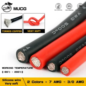 1M/2M/3M Silicone cable Electrical wire Black Red Ultra soft Inverter Battery Auto Power Car Start 1AWG 2AWG 4AWG 5AWG 6AWG 7AWG