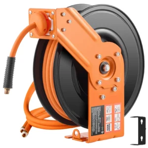 SucceBuy Retractable Air Hose Reel 50FT Rubber Air Compressor Hose Reel Auto-Rewind w/ 5FT Lead in Ceiling Wall-Mounted Air Hose