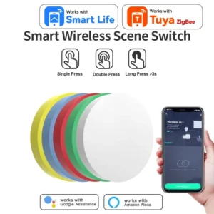 Zigbee Smart Wireless Scene Button Switch Remoter Multi-scene Linkage Conneting Compatible with Tuya App Alexa Goolge Home Voice