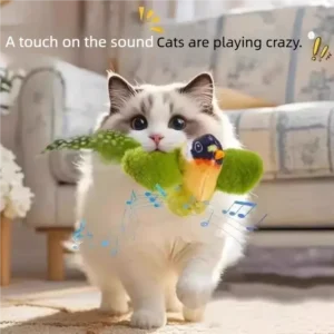 Interactive Cat Toy Electric Simulation Bird With Chirping Sound Flapping Wings Plush Chew Bite Toy For Kittens Cats Pet Supplie