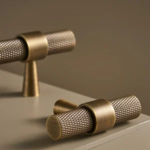 Nurlin Solid Brass Knurled Art Deco Retro Antique industrial style Cabinet Wardrobe Drawer Handle T-bar Pull