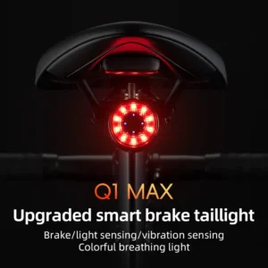ROCKBROS Smart Bicycle Taillight Type-C Charging Auto Brake Sensing LED Rear Light Aluminum Alloy Bike Lamp Accessories Q1MAX
