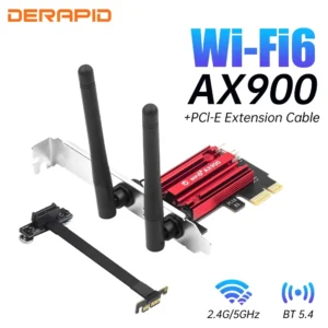 WiFi 6 Network Card PCIe X1 Dual-Band Wireless 2.4G/5GHz 5.4 Wi-Fi6 Bluetooth High Speed Antennas for Windows 10/11 Desktop PC
