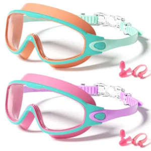 HD Anti-Fog Kids Swim Goggles Waterproof Anti-UV Wide View Swimming Goggles for Boys Girls Age 3-14