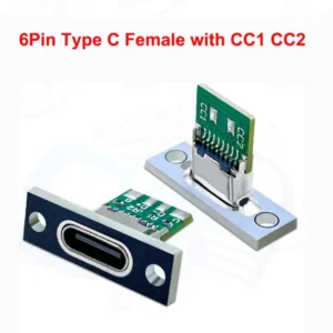 2/5/10pcs 6Pin USB C Female Connector Panel Mount Jack TYPE-C Charging Port of Solder Wire Type Socket With CC1/2 Fixing Plated
