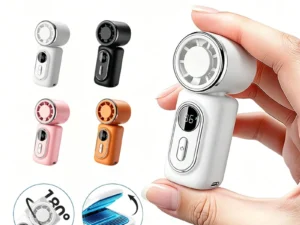 Mini Fan Handheld Small Portable Fan Cooling Turbo 5 Speeds 3000mAh LED Display 180° Rotatable Clip Type-C Rechargeable Fans New