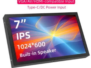 7 Inch Portable Screen 1024x600 IPS LCD HDMI-compatible VGA AV Input DC Type C Power Monitor for PC Laptop Camera TV Box RPI