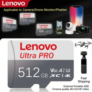 Lenovo Class 10 Mini SD/TF Card High Speed U3 4K Flash Memory Card for Mobile Phone And Tablet 128GB 256GB 512GB