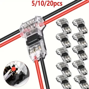 5/10/20Pcs Wire and Cable Snap-In T2 Connectors, No Welding, No Stripping, Quick Terminal Connection, Automatic Plug Electrical Accessories