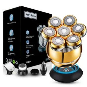 5-IN-1 7D Floating Blade Electric Shaver With Charging Base For Men Beard Trimmer Clipper Rechargeable Bald Head Electric Razor