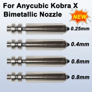 Bimetallic Nozzles For Anycubic Kobra X Combo Quick Swap Hotend Nozzle Hardened Steel 0.25/0.4/0.6/0.8mm Kobra X 3D Printer Part