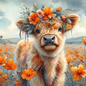 Cute highland cow special pattern DIY diamond painting kit, frameless full diamond art, multiple sizes to choose from