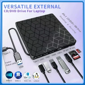 7 in 1 USB3.0&Type C CD DVD Recorder Player Writer External DVD Burner Optical Drive Portable Reader For Laptop Desktop Notebook