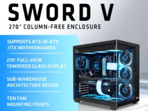 Yeah Magic Sword V 270° Column-Free Panoramic View ATX PC Case  Superior Thermal Performance Gaming And Office PC Case