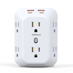 Power Strip USB Wall Charger Surge Protector with 6 Outlet Extender 4 USB Charging Ports (2A2C) , Wall Adapter Spaced for Home