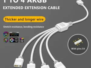COOLMOON ARGB SYNC Splitter 5V 3 Pin 1 to 2/3/4 30CM Mainboard ARGB Extension Cable with Protective Cap for Computer Chassis