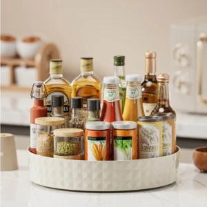 Rotating Spice Rack Organizer For Kitchen Cosmetics Storage Convenient and Space-Saving Solution for Apartments & College Dorms