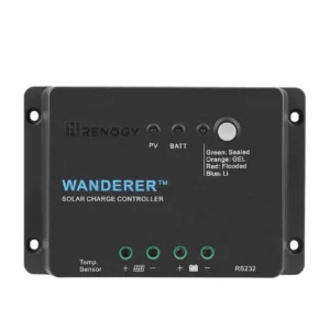 Renogy Wanderer Li 30A 12V PWM Negative Ground Solar Charge Controller Solar Panel Regulator w/ Temp Sensor Function Fit