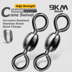 9KM Crane Swivels 50~200Pcs Fishing Barrel Swivel Line Hook Connector Brass with Stainless Rings Saltwater Freshwater 29-525LBs