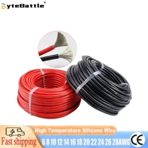 High Temperature Resistant Ultra Soft Silicon Wire 6 8 10 12 14 16 18 20 22 24 26 28AWG Red Black Cable
