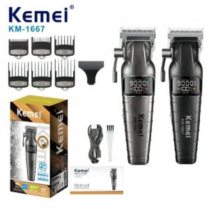 Kemei 1667 Professional Hair Clipper 9000RPM Electric Hair Trimmer Cordless Hair Cutting Machine 10W SUPER FAST TORQUE ROTARY