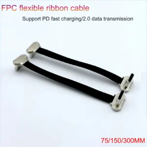 1X TYPEC FPC Flexible Ribbon Cable Male To Male Bidirectional Flexible Ribbon Carplay Box 75/150/300mmPD Fast Charging 2.0 Data