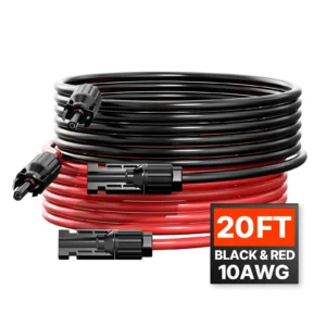 SucceBuy Solar Panel Extension Cable 20FT Black + 20FT Red / 30FT Black + 30FT Red / 50FT Black + 50FT Red / 100FT Black + 100FT Red 10AWG with Female & Male Waterproof Connectors 6mm² PV Cable for Home Ship