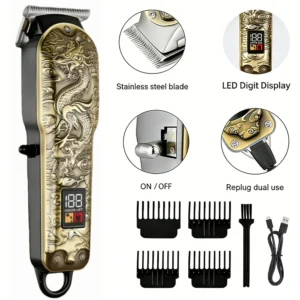 Cordless Hair Clipper for Men Rechargeable Professional T-Blade Trimmer Kit with Li-ion Battery Home Haircut & Beard Styling Set