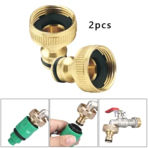 2Pcs 3/4'' Brass Garden Faucet Hose Tap Water Adapter Water Pipe Fittings Female Quick Connector Threaded Tap Connectors