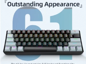 APAYADO K61 Mini Mechanical Keyboard,Wired,61 Keys,Phantom RGB, Black/White Red/Blue Mechanical Switch for Gaming,60% Portable
