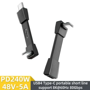 USB 4.0 Type-C to Type-C cable 240W fast charging 80Gbps data transmission 8K60Hz three-dimensional short flexible board cable