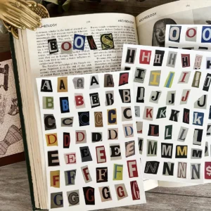 181 PCS Vintage Alphabet Letter Stickers Suitable for Scrapbooking, Journals, Planners - 4 Sheets with A-Z Letters
