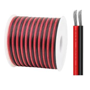 10M~50M 16 18 20 22 24 26 28 30AWG 2Pins Copper Wire DIY LED Lamp Connector Red & Black Flat Ribbon Cable 300V 80C