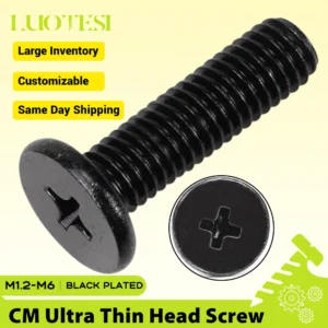 Phillips Ultra Thin Flat Wafer Head Screw Black Plated M1.2 M1.4 M1.6 M2 M2.5 M3 M4 M5 M6 CM Thin Head Laptop Screw for Computer