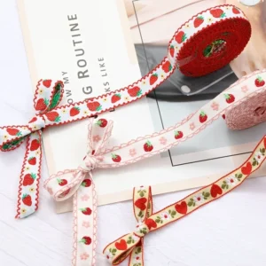 1pc 1m Jacquard Embroidery Webber Ribbon, DIY Handmade Bow Hair Accessories, Headgear Material, Gift Wrap Fabric
