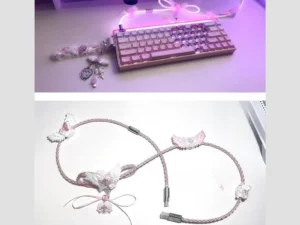 8K RGB Avaitor Cable White Light 8k Return Rate 1.3m Hand Knitting USB Type-C Magnetic Keyboard Cable Decorative Accessories