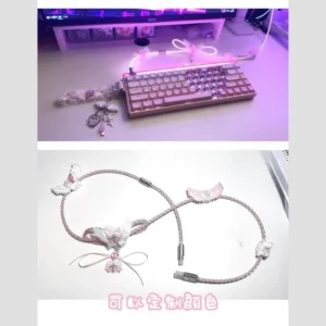 8K RGB Avaitor Cable White Light 8k Return Rate 1.3m Hand Knitting USB Type-C Magnetic Keyboard Cable Decorative Accessories