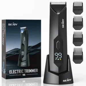 Sejoy Electric Groin Body Hair Trimmer for Men Replaceable Waterproof LED Display Ceramic Blade Waterproof Wet Dry Clippers