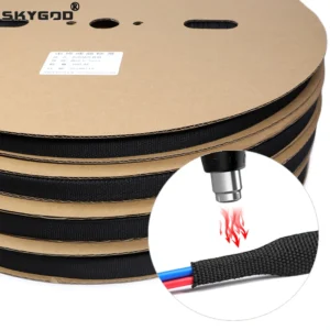 1~50m PET Braided Cable Sleeve Heat Shrink Tube Insulation Flam Retardant Shrinkable Wire Wrap Sheath Protection Cable Organizer