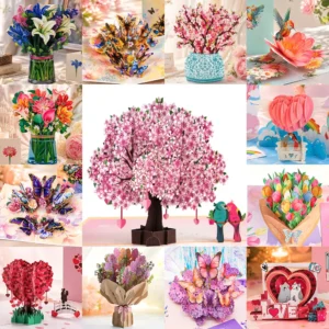 3D Pop Up Flower Greeting Cards Wedding Card Anniversary Thanksgiving Valentines Day Birthday Gift Thank You Card Handmade Cards